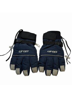 Drop Gloves Women's Medium Navy Gray Colorblock Lined Adjustable Strap